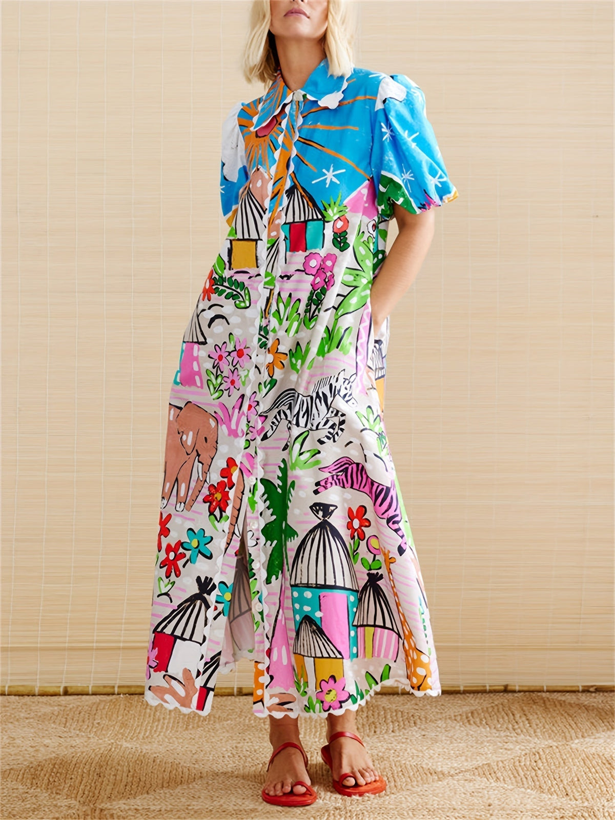 Donna | Women's Short Sleeve A-Line Midi Dress