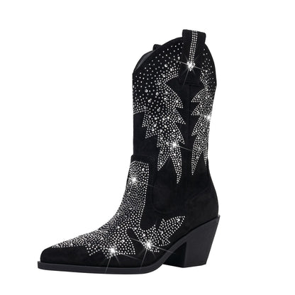 Dorothy | Women's Embellished Mid Calf Pointed Toe Boots