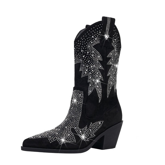Dorothy | Women's Embellished Mid Calf Pointed Toe Boots