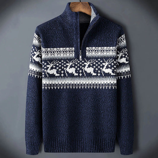 Douglas | Men's Quarter Zip Patterned Sweater
