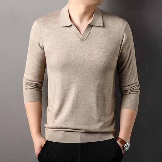 Dwayne | Men's Long Sleeve V-Neck Polo Shirt