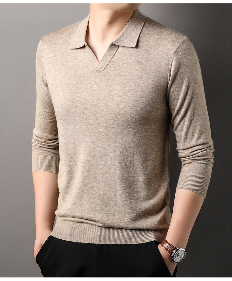 Dwayne | Men's Long Sleeve V-Neck Polo Shirt