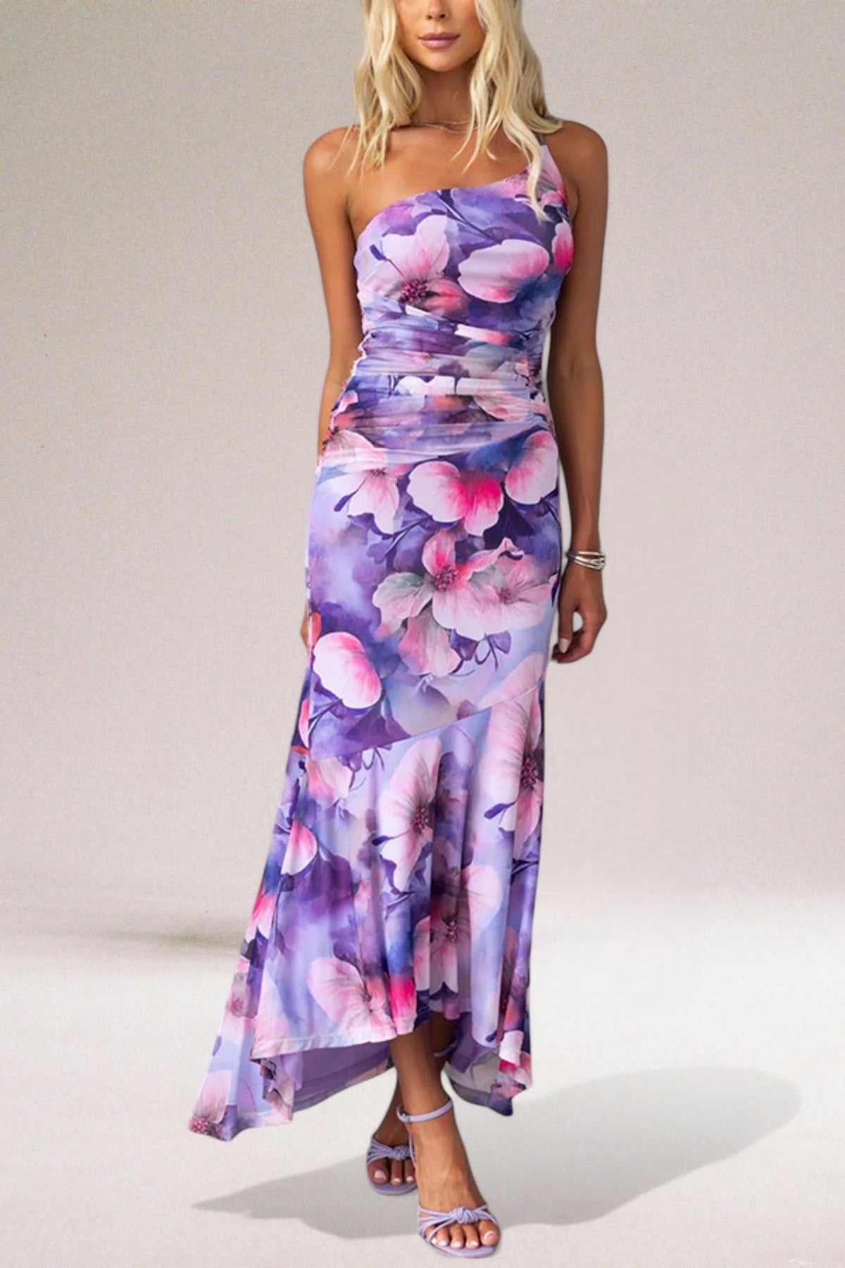Elaine | Women's One Shoulder Midi Dress