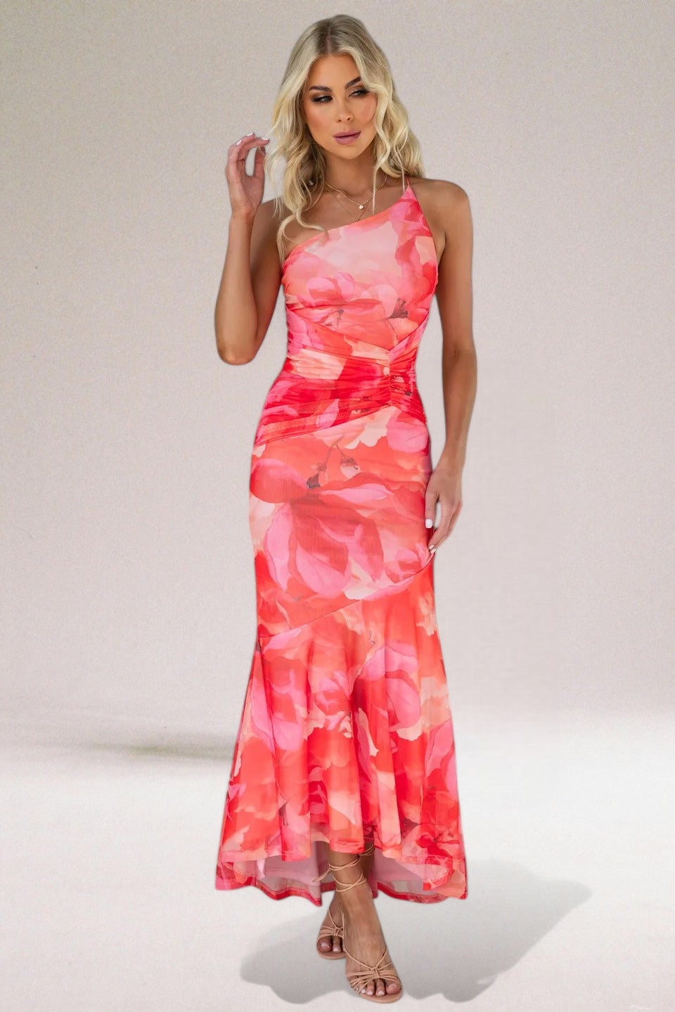 Elaine | Women's One Shoulder Midi Dress