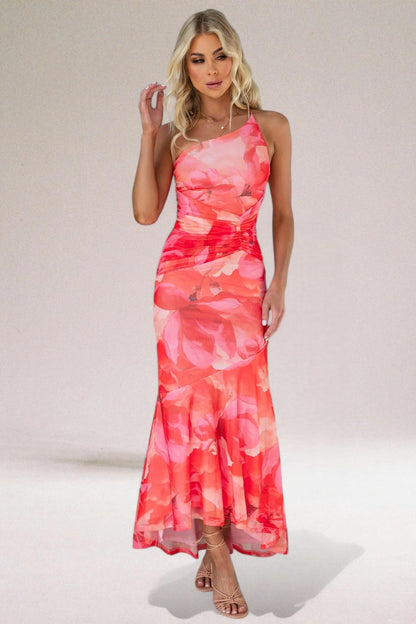 Elaine | Women's One Shoulder Midi Dress