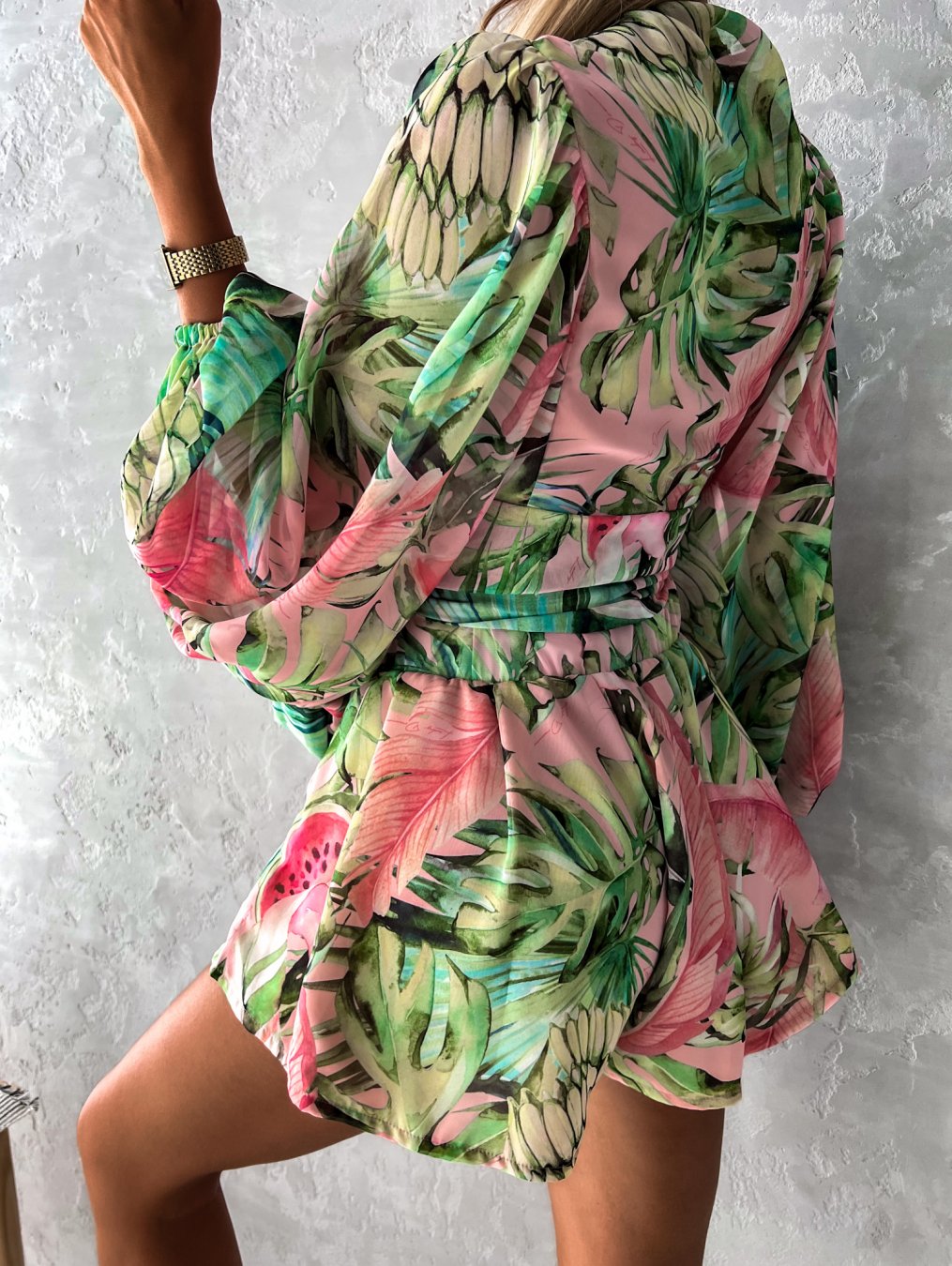Elaine | Women's Tropical Print Wrap Top Two-Piece Set