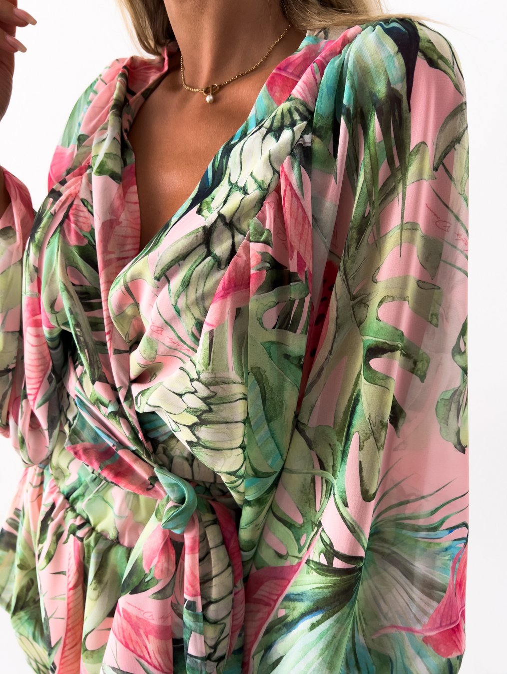 Elaine | Women's Tropical Print Wrap Top Two-Piece Set