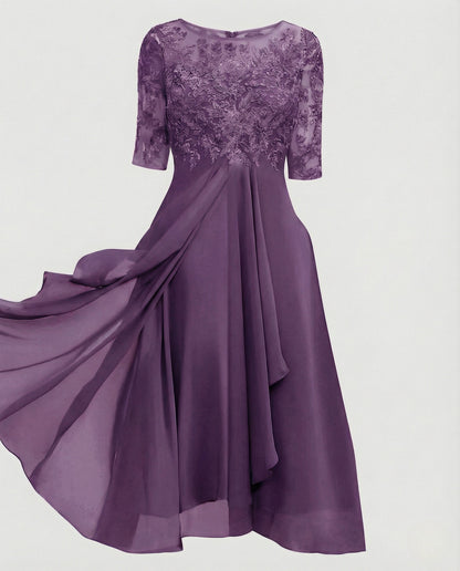 Elegant Chiffon Evening Dress with Lace