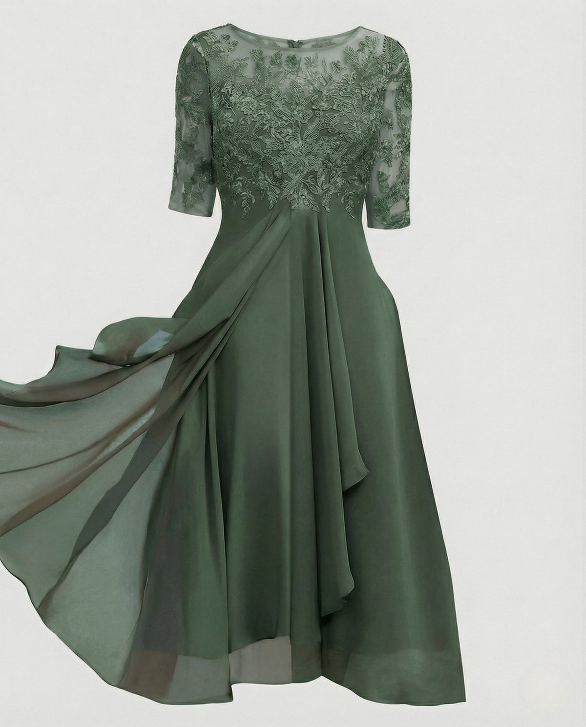 Elegant Chiffon Evening Dress with Lace