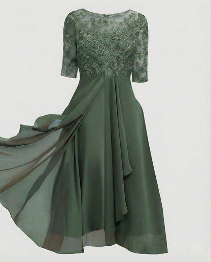 Elegant Chiffon Evening Dress with Lace