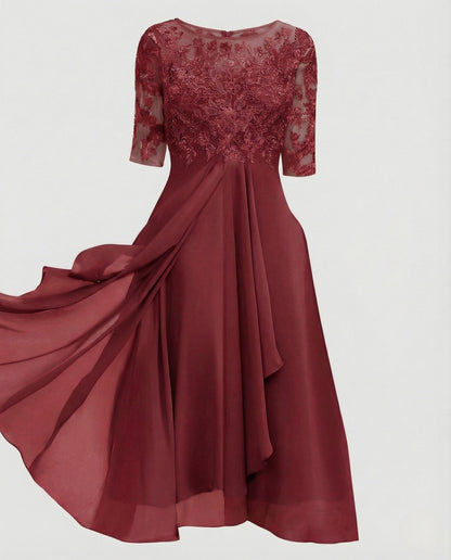 Elegant Chiffon Evening Dress with Lace