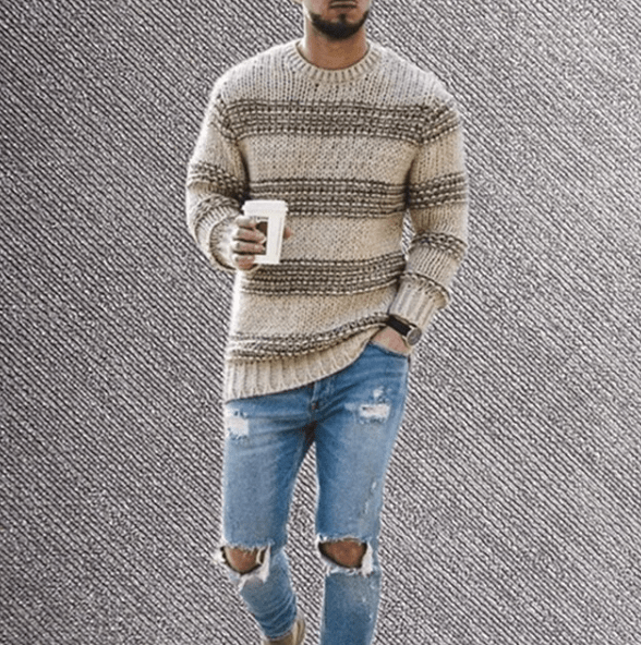 Eli | Men's Striped Crew Neck Sweater