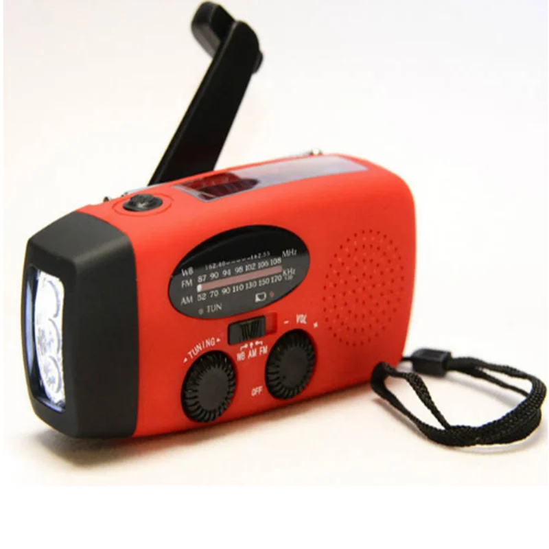 Emergency Solar Hand Crank Radio with Power Bank, USB & LED Flashlight