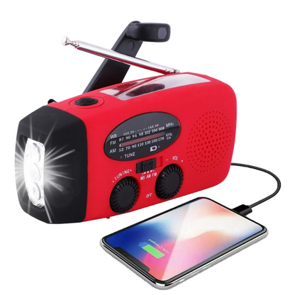 Emergency Solar Hand Crank Radio with Power Bank, USB & LED Flashlight