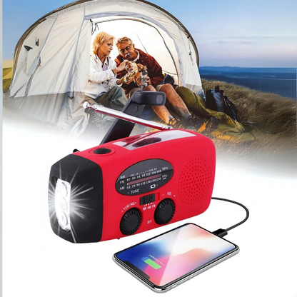 Emergency Solar Hand Crank Radio with Power Bank, USB & LED Flashlight