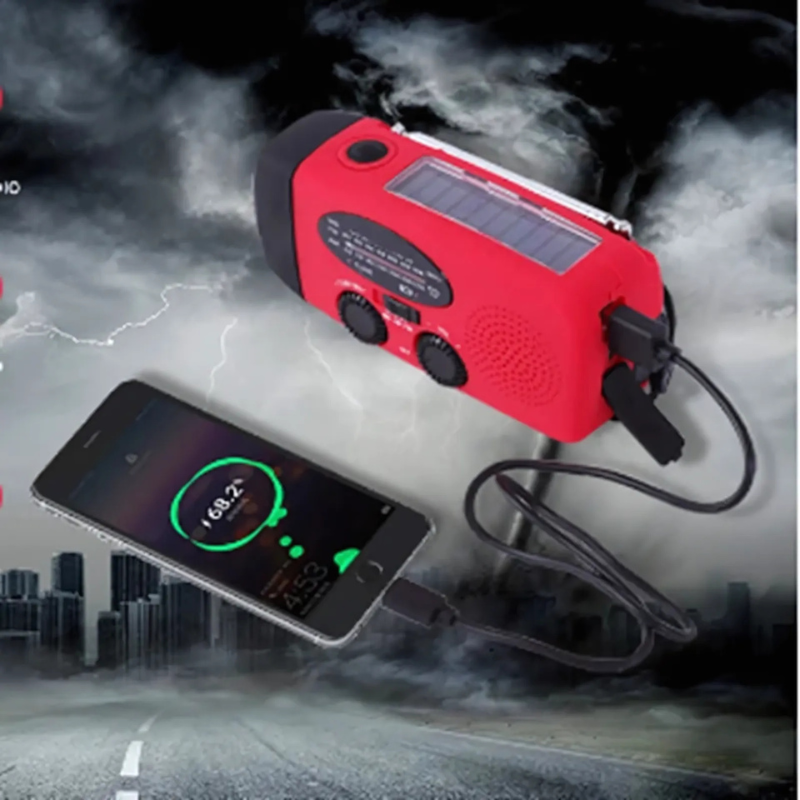 Emergency Solar Hand Crank Radio with Power Bank, USB & LED Flashlight