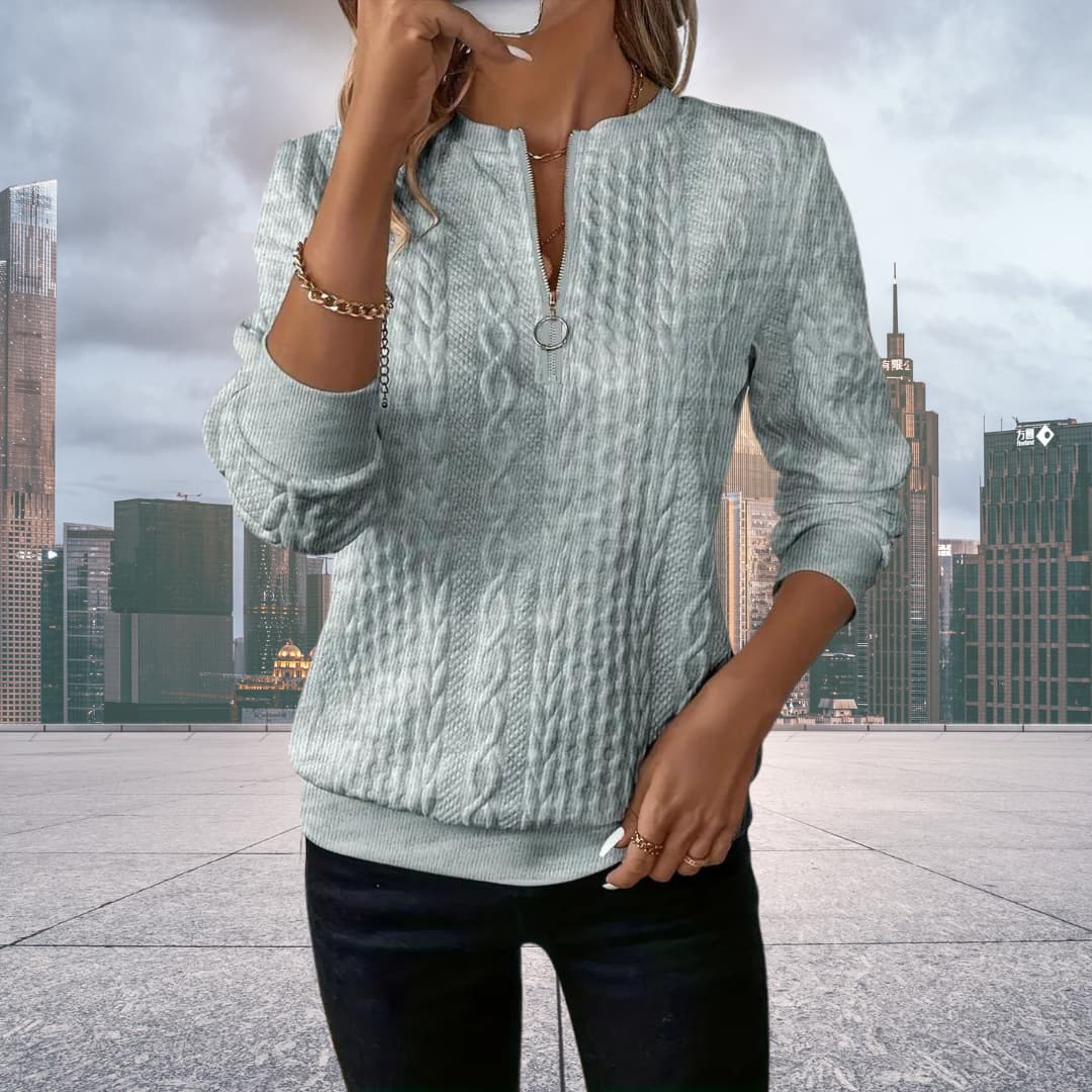 Emily | Women's Cable Knit Zip Up Sweater