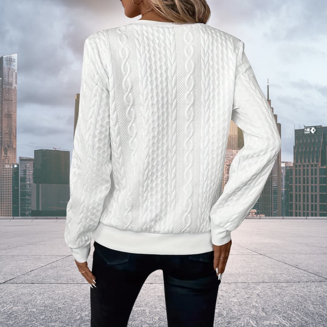 Emily | Women's Cable Knit Zip Up Sweater