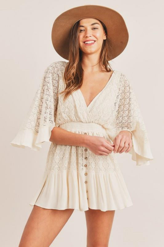 Emma | Women's V-Neck Lace Mini Dress