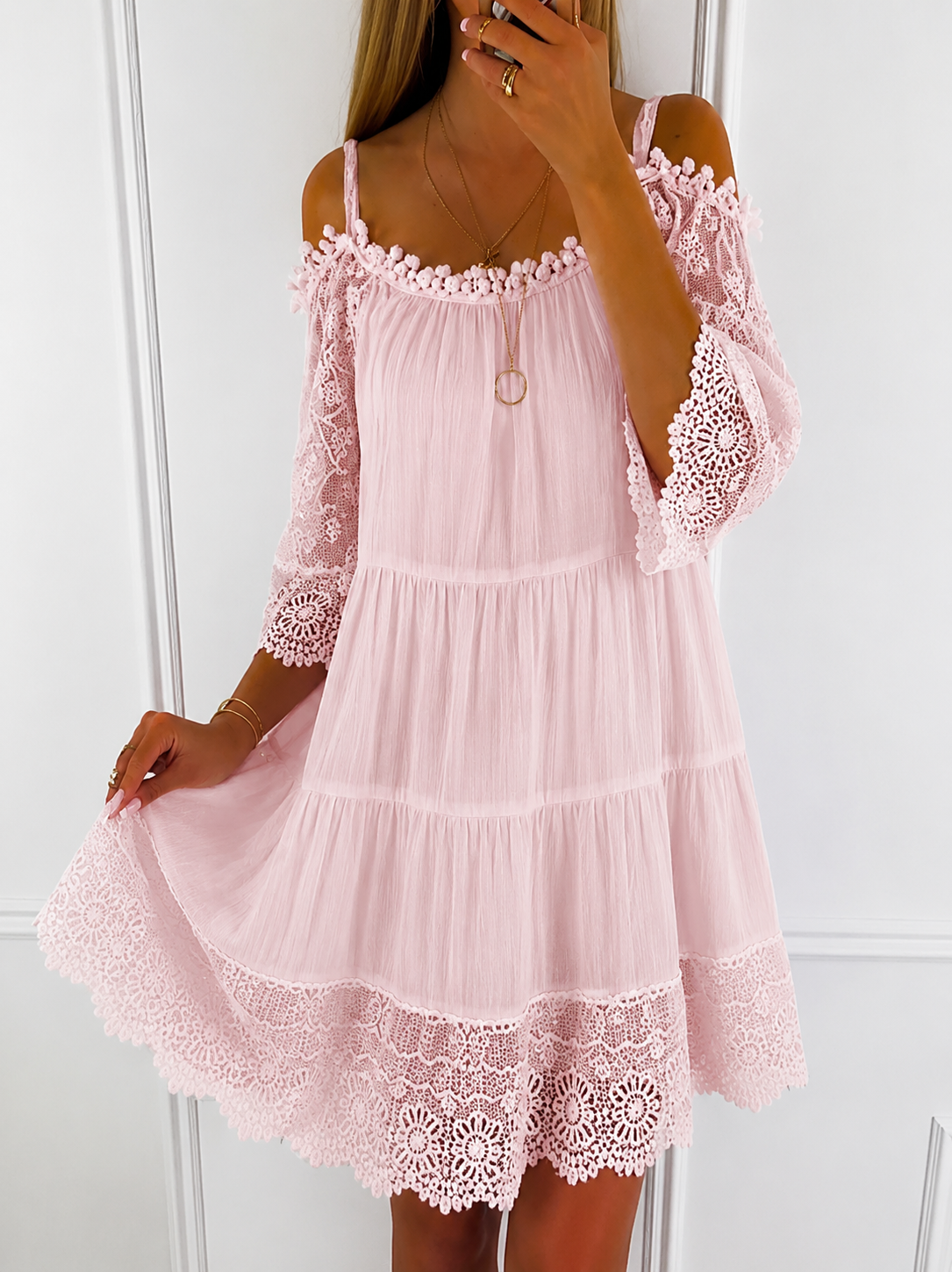 Esme | Women's Cold Shoulder Tiered Mini Dress