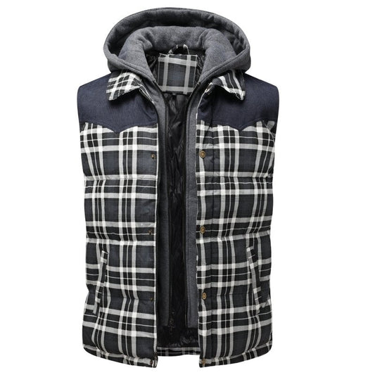 Evan | Men's Hooded Plaid Vest