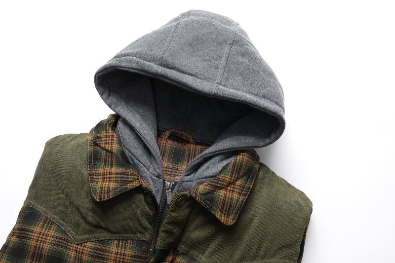 Evan | Men's Hooded Plaid Vest