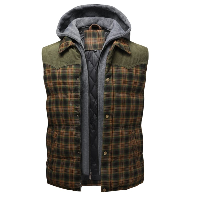 Evan | Men's Hooded Plaid Vest