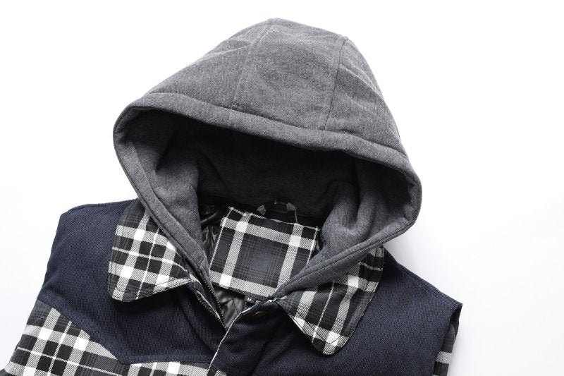 Evan | Men's Hooded Plaid Vest