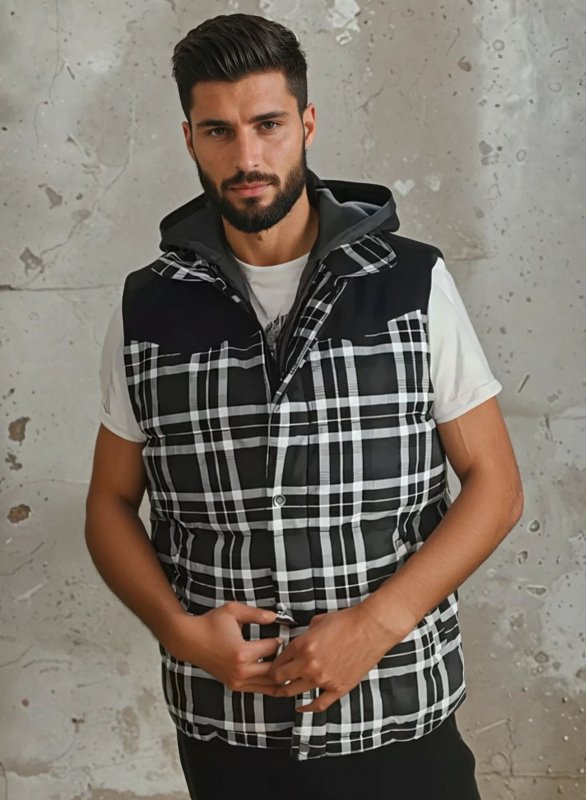 Evan | Men's Hooded Plaid Vest