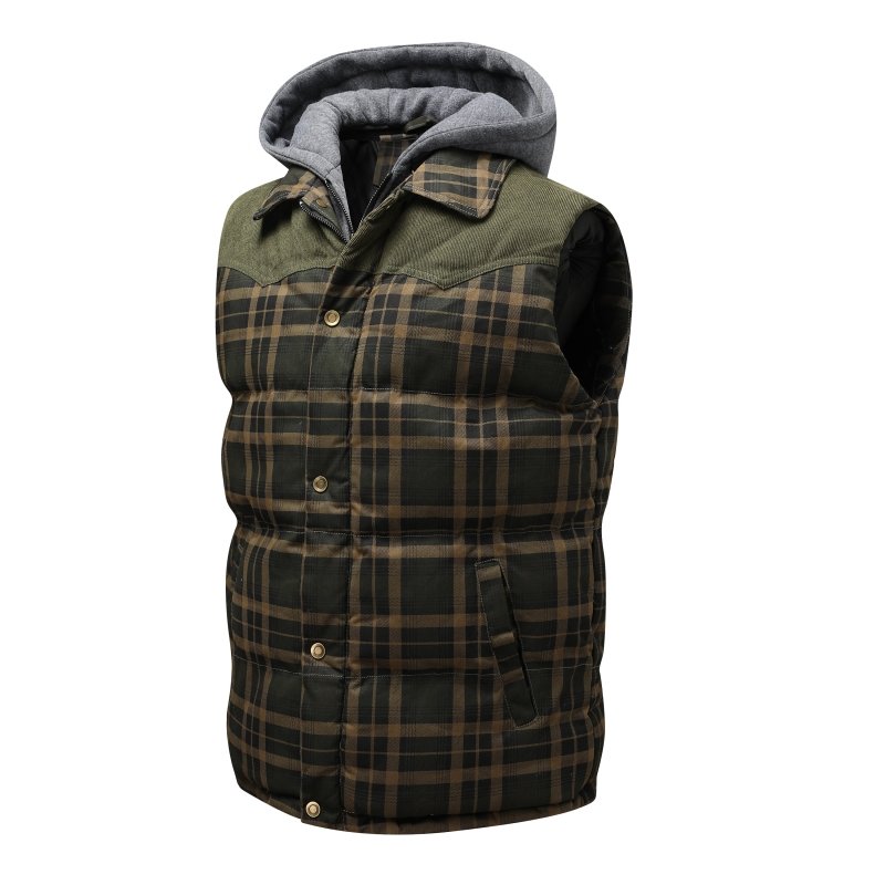 Evan | Men's Hooded Plaid Vest