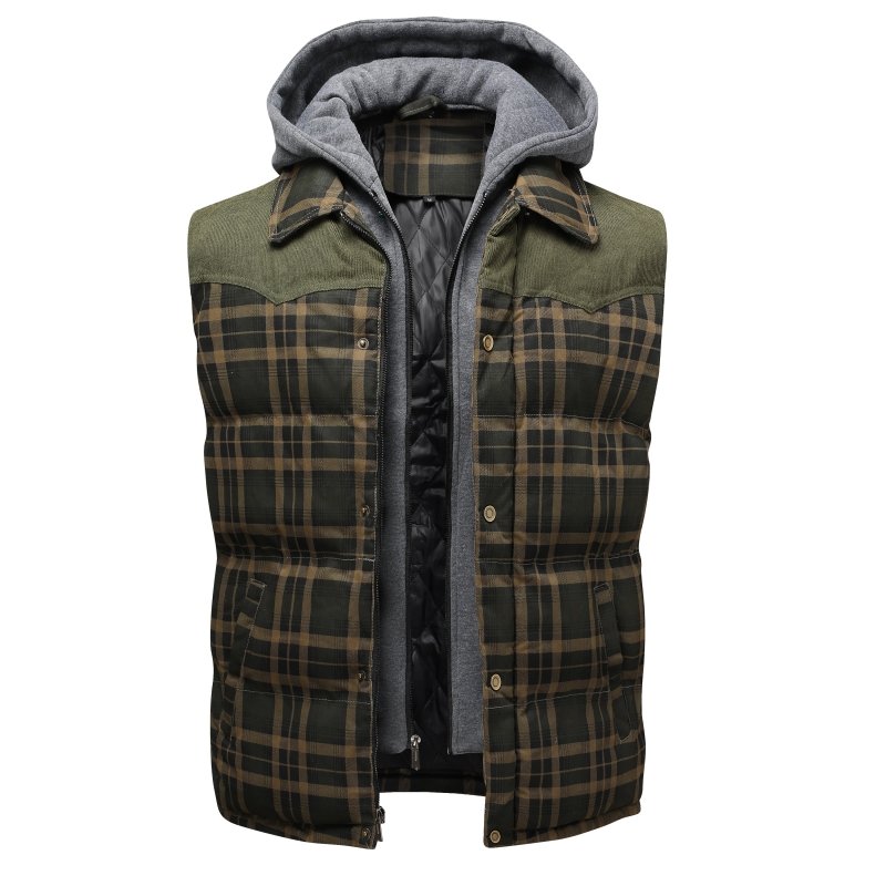 Evan | Men's Hooded Plaid Vest