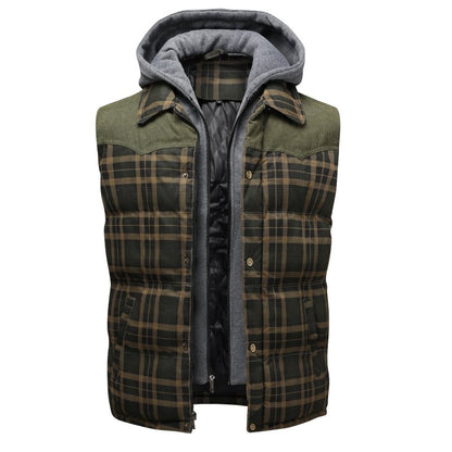Evan | Men's Hooded Plaid Vest
