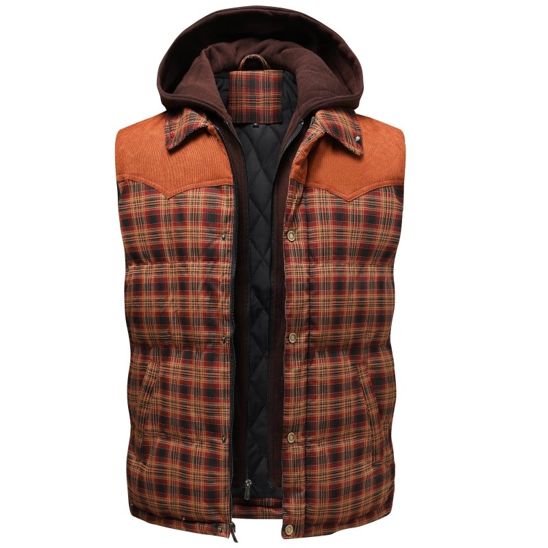 Evan | Men's Hooded Plaid Vest