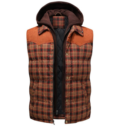 Evan | Men's Hooded Plaid Vest