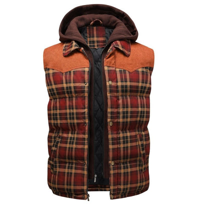 Evan | Men's Hooded Plaid Vest