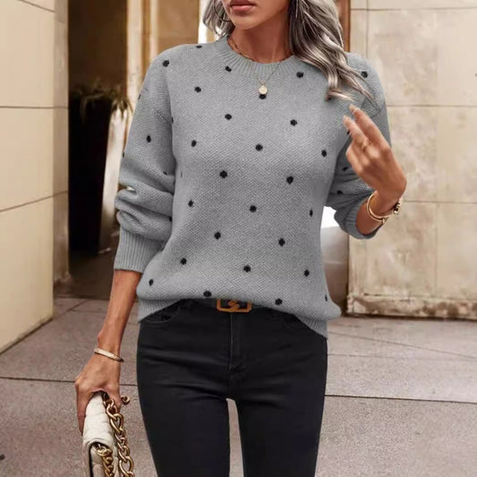 Evelyn | Women's Long Sleeve Polka Dot Sweater