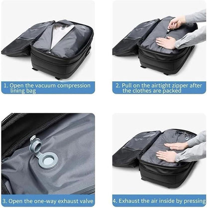 Expandable Compression Travel Backpack with Anti-Theft Lock and Wet Pocket