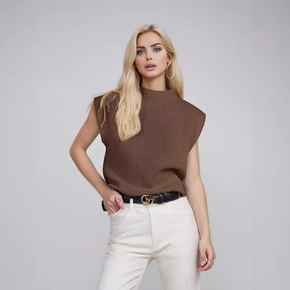 Felicia | Women's Sleeveless Mock Neck Ribbed Sweater