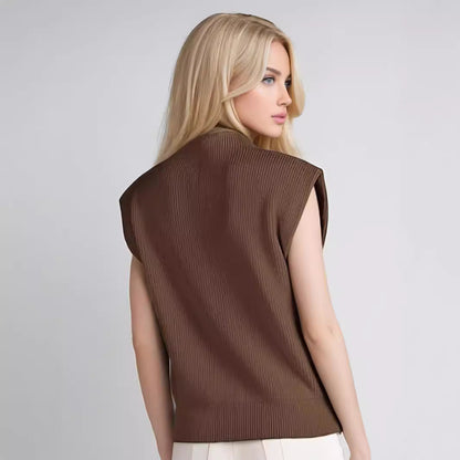 Felicia | Women's Sleeveless Mock Neck Ribbed Sweater