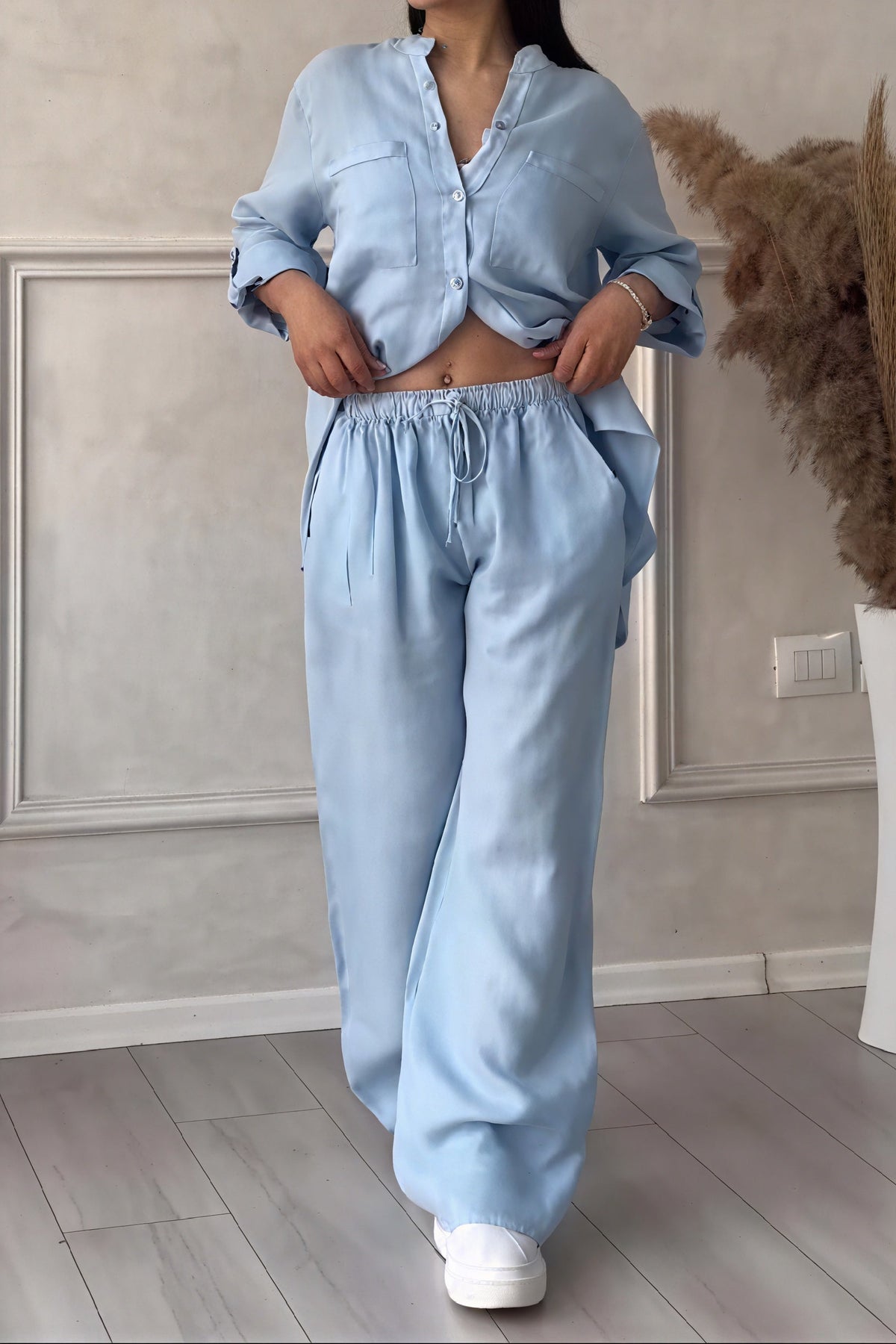 Fiona | Women's Button-Down Wide Leg Pant Set