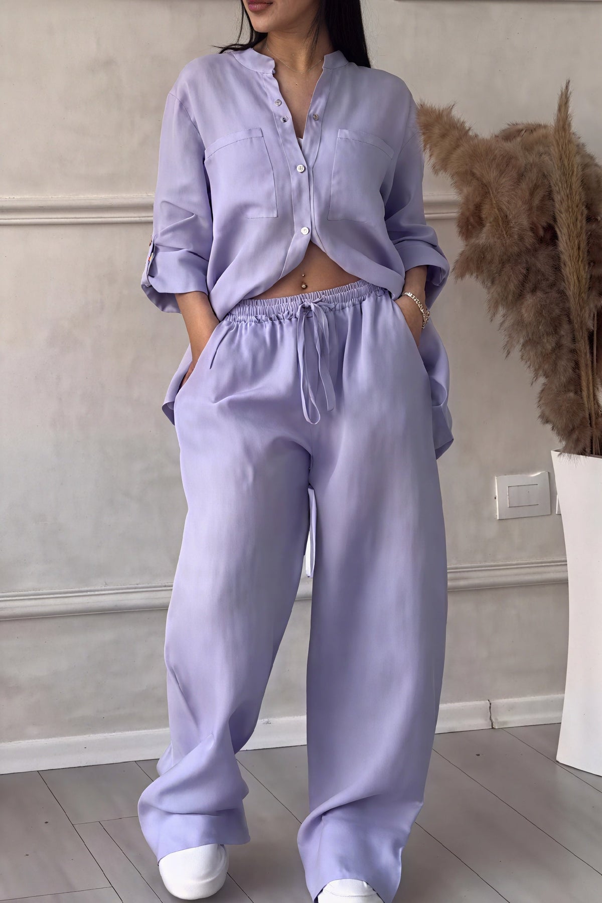 Fiona | Women's Button-Down Wide Leg Pant Set