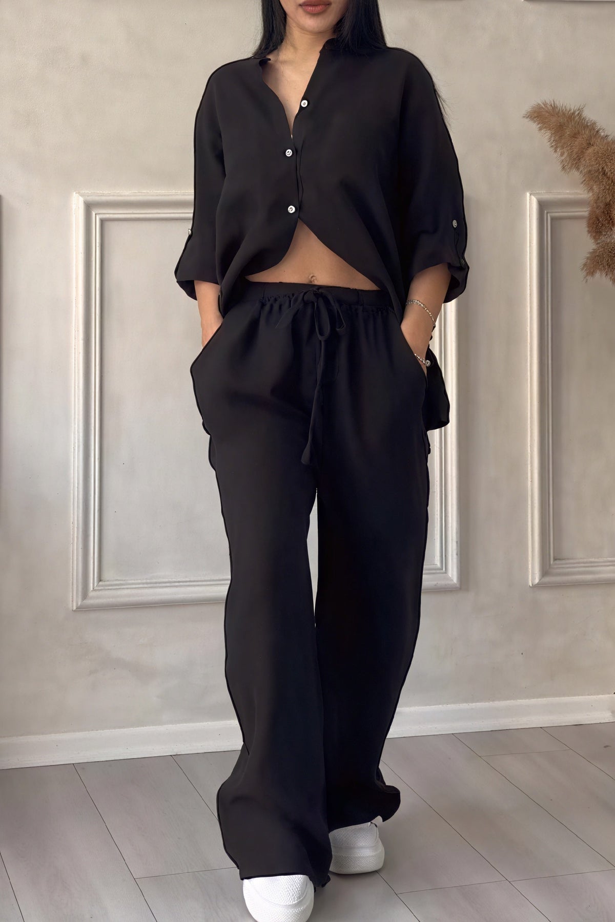 Fiona | Women's Button-Down Wide Leg Pant Set