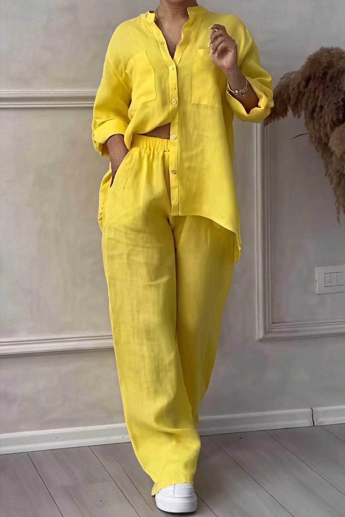 Fiona | Women's Button-Down Wide Leg Pant Set