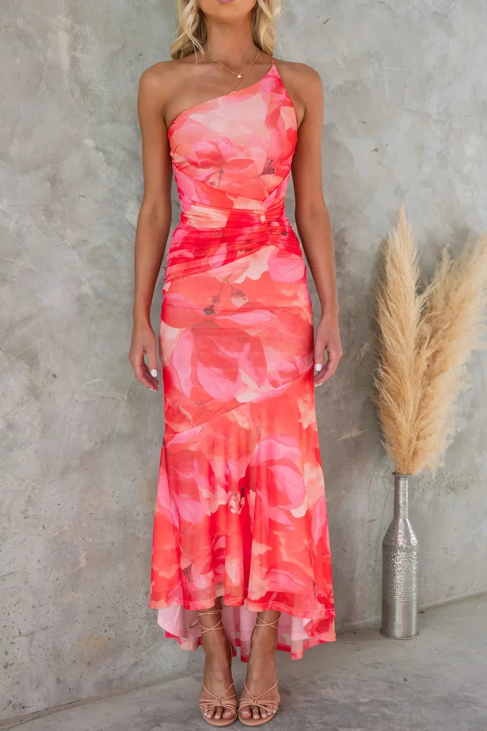 Fiona | Women's Fitted One Shoulder Midi Dress
