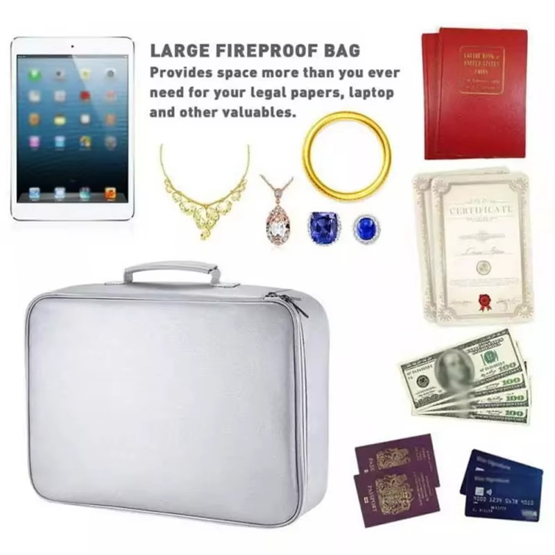 Fireproof and Waterproof Document Organiser Bag – Portable Protective Storage for Travel and Home Security