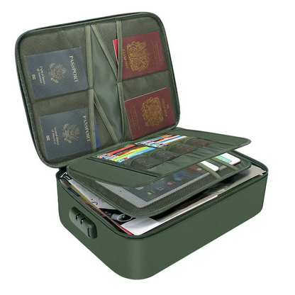 Fireproof and Waterproof Document Organiser Bag – Portable Protective Storage for Travel and Home Security