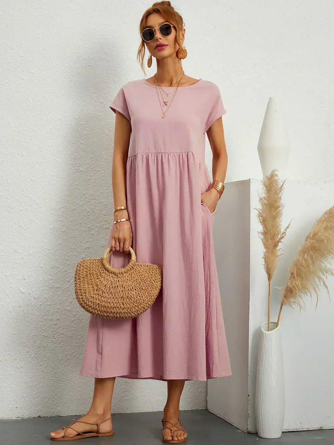 Flowy Midi Dress with Timeless Elegance