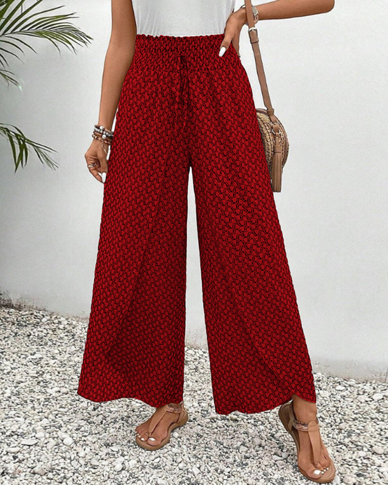 Geraldine | Women's Printed High-Waisted Wide Leg Pants
