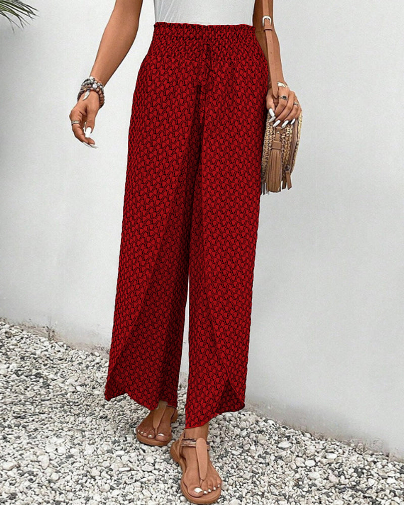 Geraldine | Women's Printed High-Waisted Wide Leg Pants