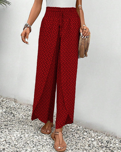 Geraldine | Women's Printed High-Waisted Wide Leg Pants